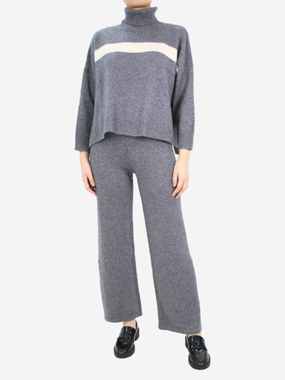 Grey cashmere wide-leg trousers and roll-neck jumper set - size S Sets Divine Cashmere 