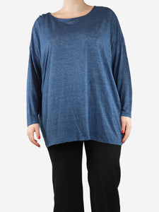 Eskandar Blue boat-neck top - size One Size