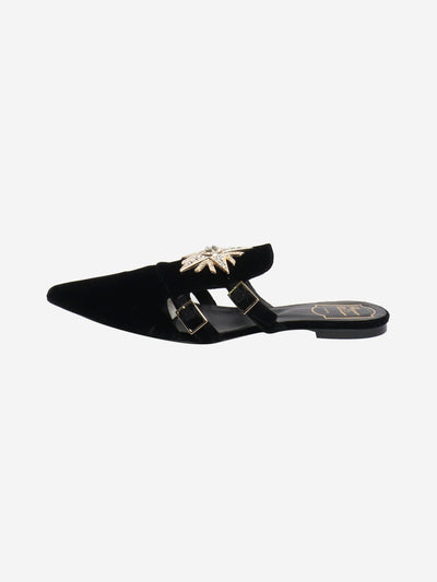 Black velvet bejewelled flats - size EU 41 Flat Shoes Roger Vivier 