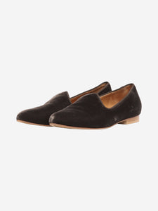 Le Monde Beryl Taupe velvet flat shoes