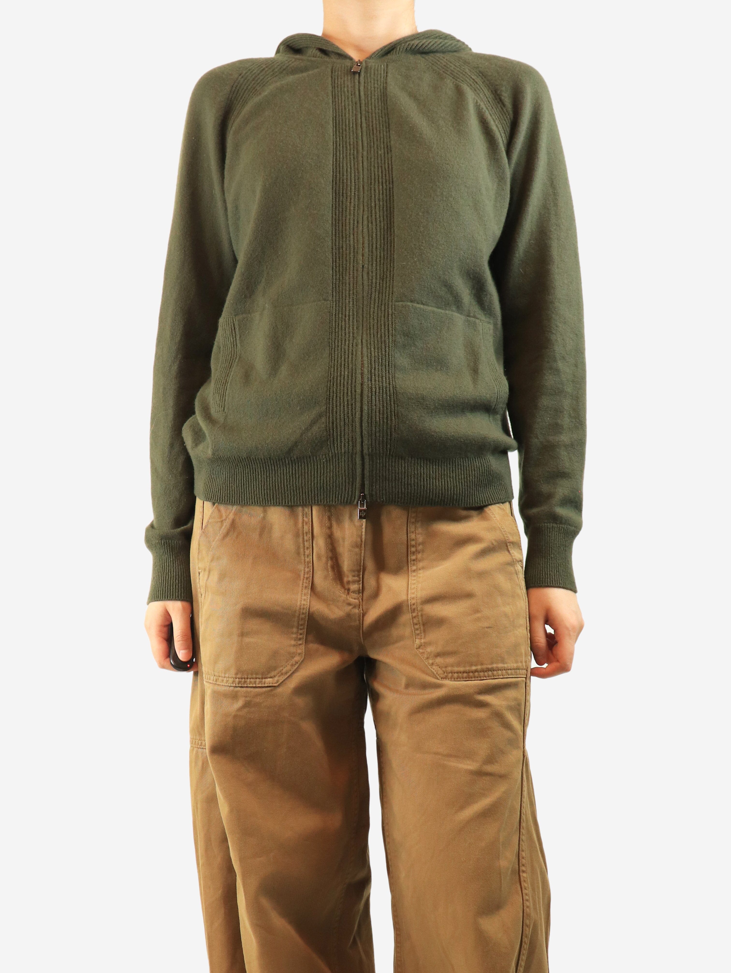 Green zip-up cashmere jacket - size UK 12 Knitwear Loro Piana 