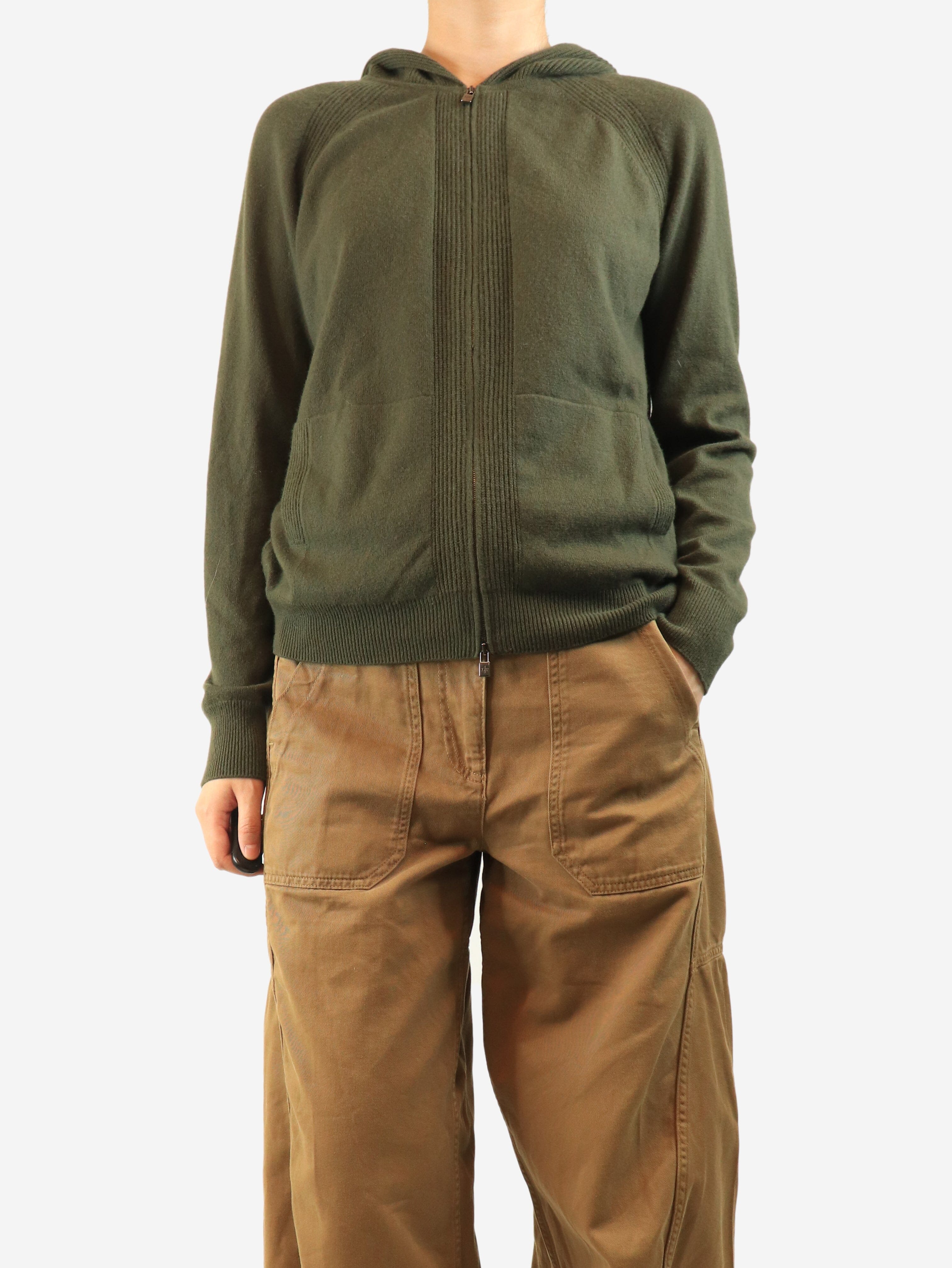 Green zip-up cashmere jacket - size UK 12 Knitwear Loro Piana 