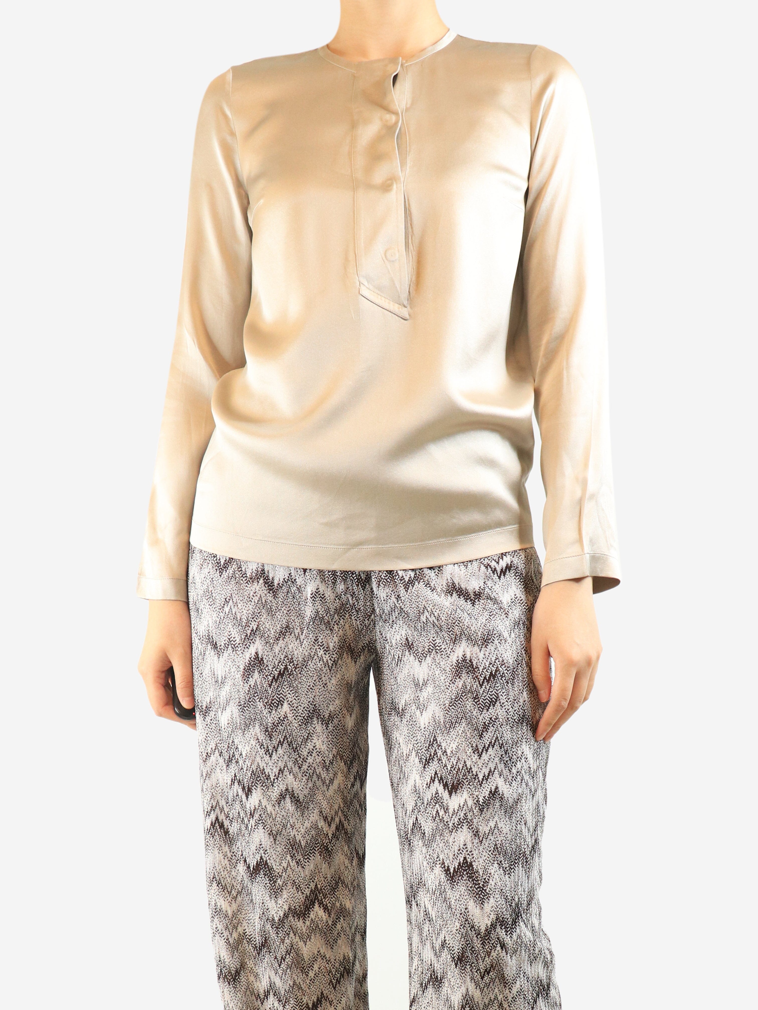 Neutral sparkly silk blouse - size S Tops Brunello Cucinelli 