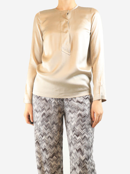 Neutral sparkly silk blouse - size S product image