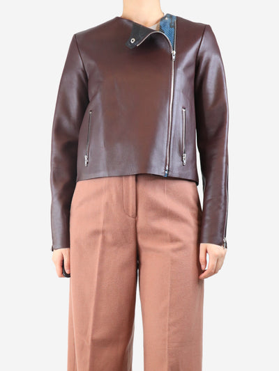 Red fitted leather jacket with reptile trim - size UK 12 Coats & Jackets Celine 