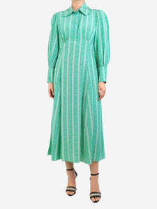 Beulah Green silk printed midi dress - size UK 10