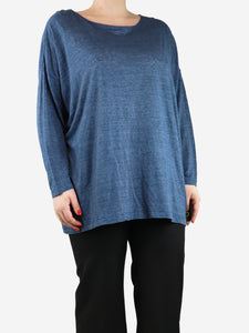 Eskandar Blue boat-neck top - size One Size