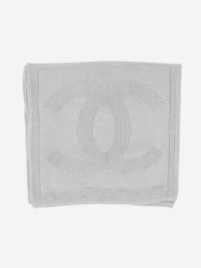 Chanel Grey vintage CC logo wool scarf