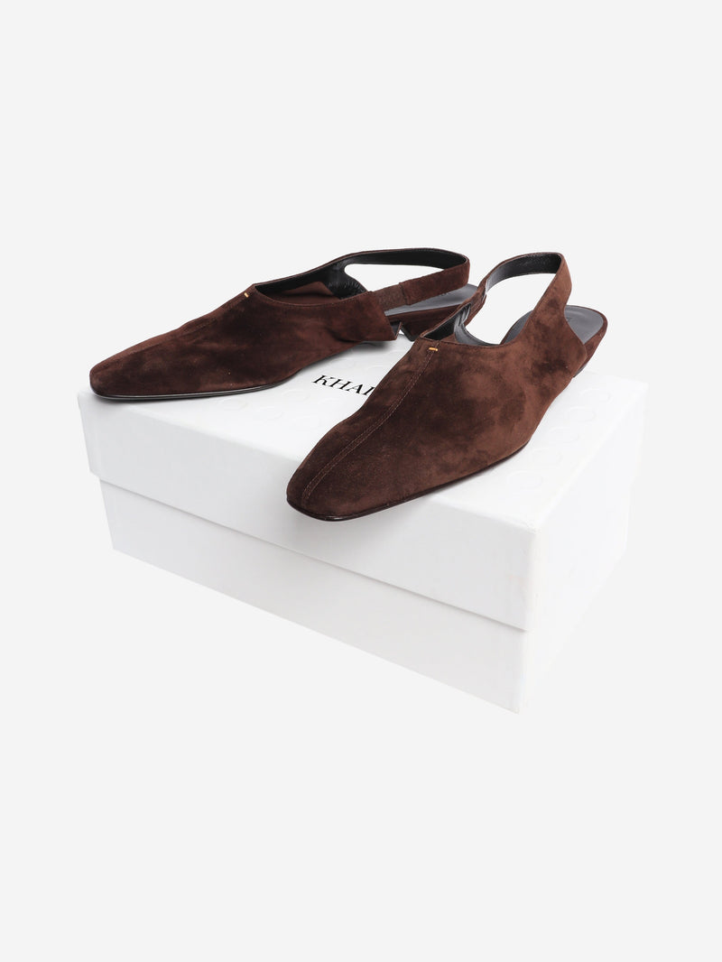 Brown suede sling back flats - size EU 38 (UK 5) Flat Shoes Khaite 