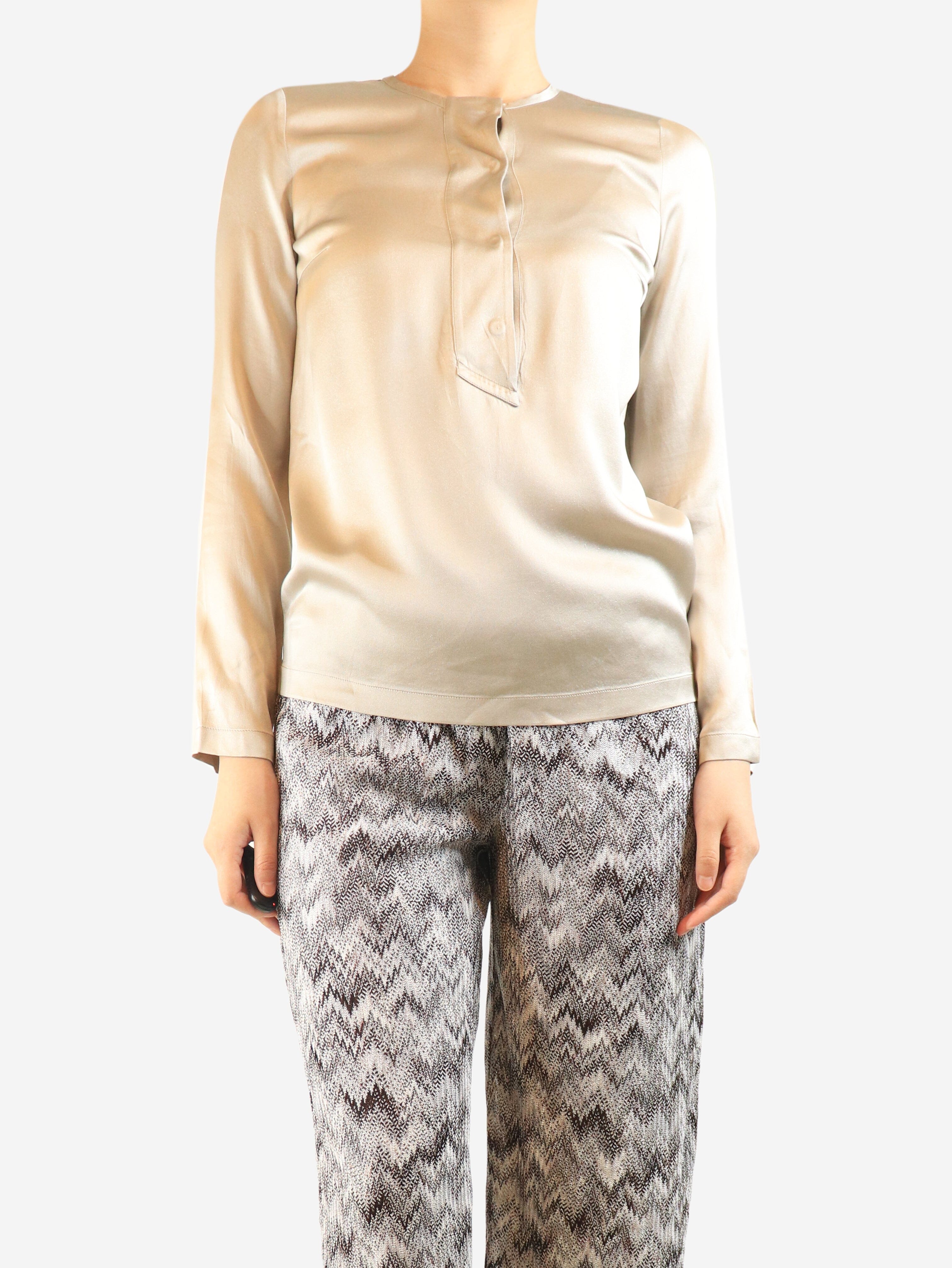Neutral sparkly silk blouse - size S Tops Brunello Cucinelli 