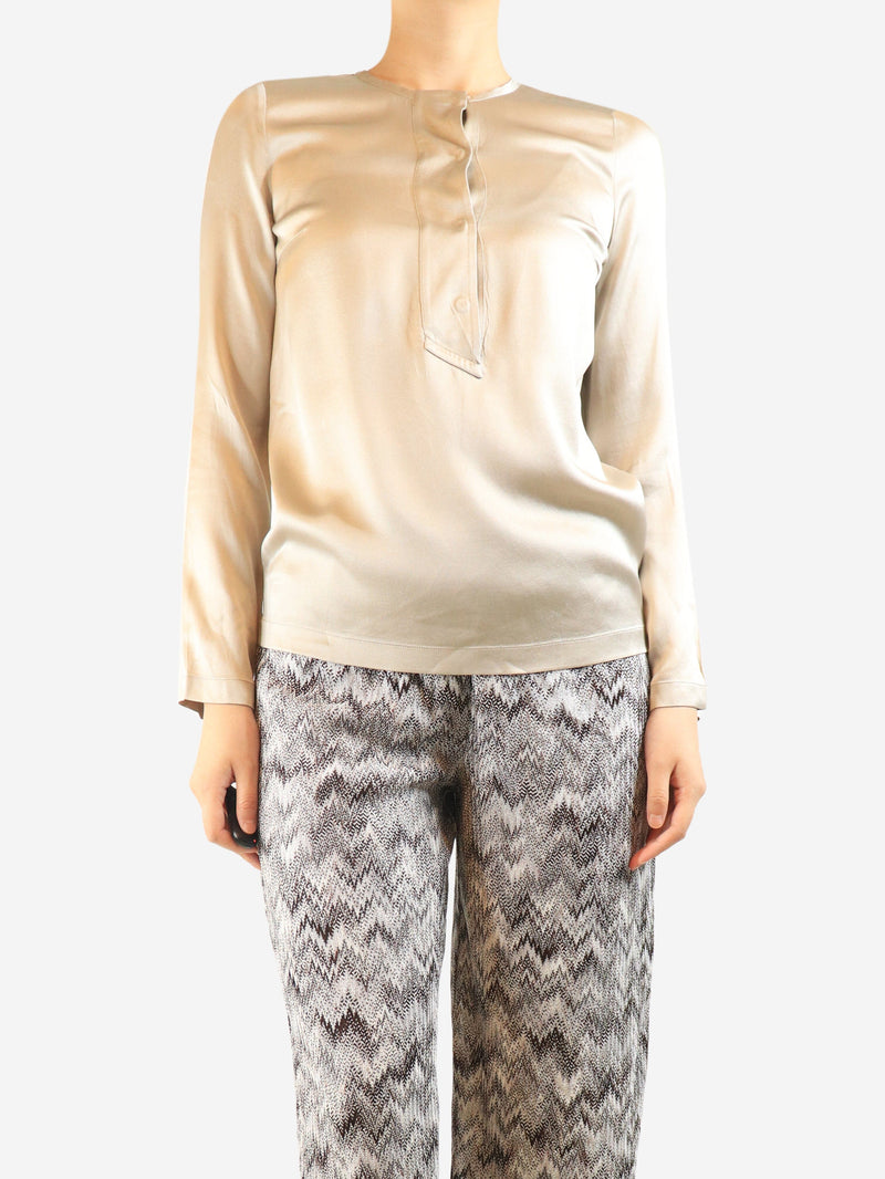 Neutral sparkly silk blouse - size S Tops Brunello Cucinelli 