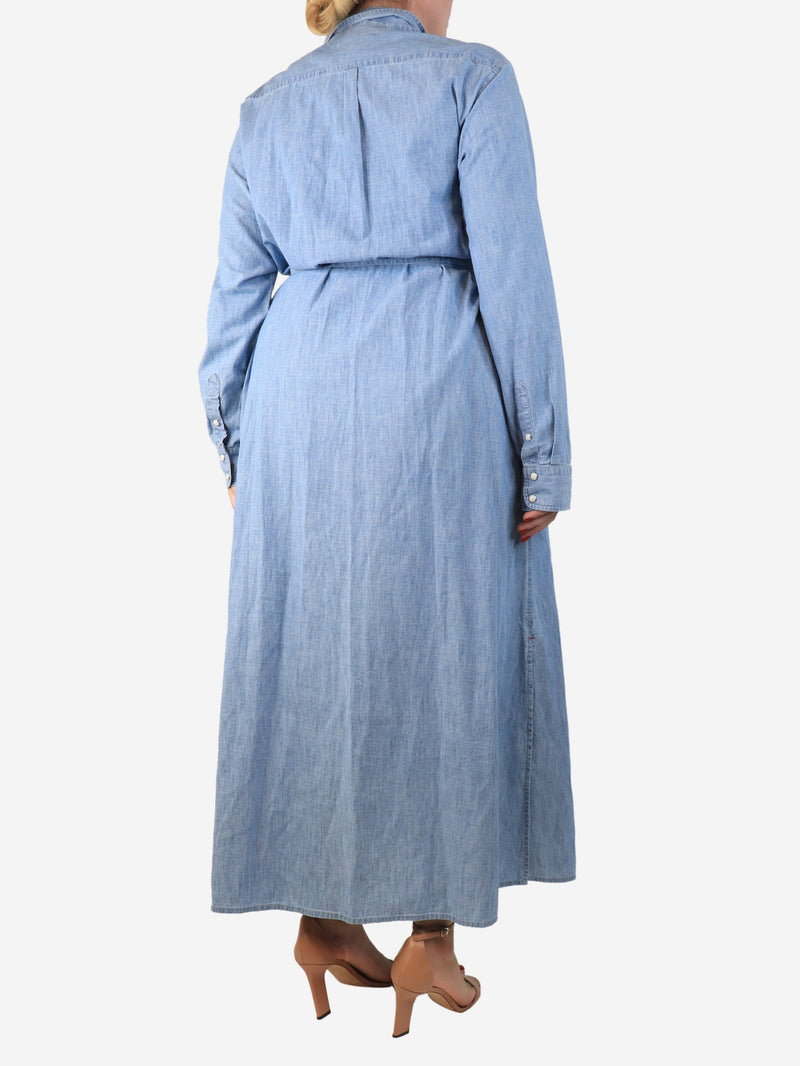 Blue Bowen denim shirt dress - size L Dresses Xirena 