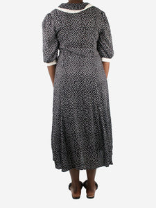 Rixo Black polka-dot collar dress - size UK 12