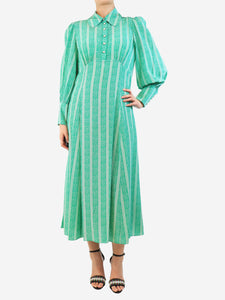 Beulah Green silk printed midi dress - size UK 10