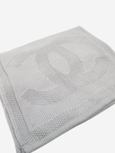 Chanel Grey vintage CC logo wool scarf