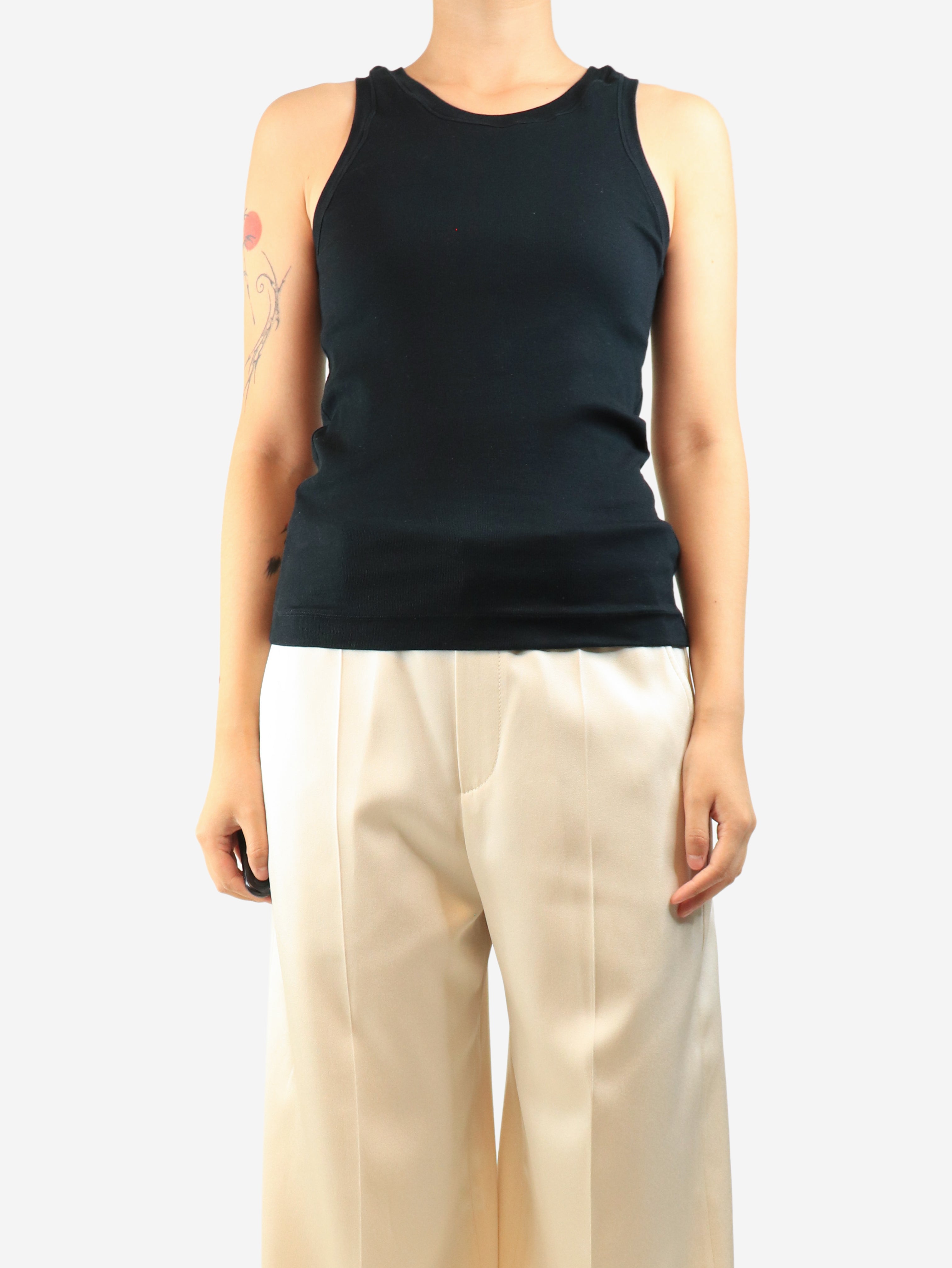 Black ribbed tank top - size L