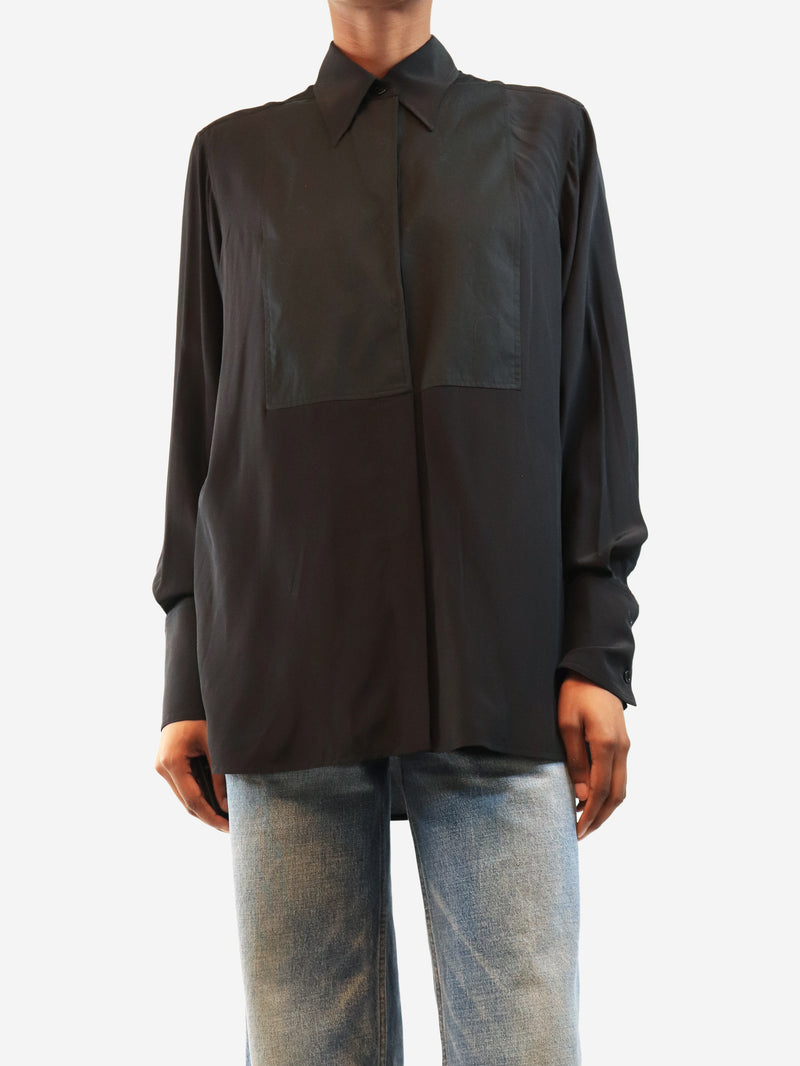 Black contrast-panel shirt - size UK 6