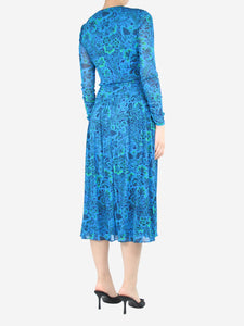 Diane Von Furstenberg Blue floral-printed wrap midi dress - size M