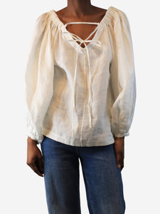 Eudon Choi Cream linen flowy top - size UK 6
