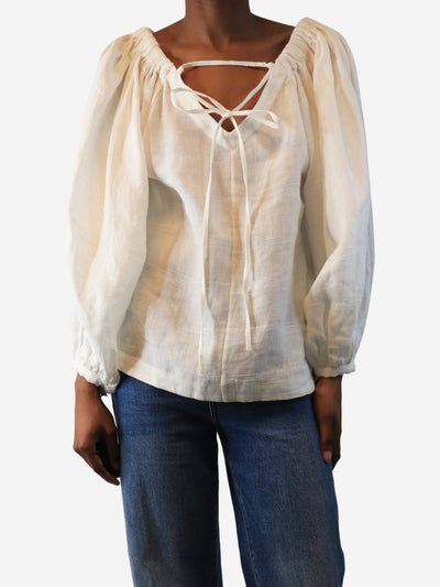 Cream linen flowy top - size UK 6 Tops Eudon Choi 