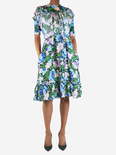 Multicolour gathered floral midi dress - size UK 8 Dresses Balenciaga 