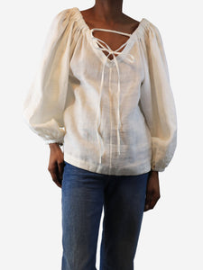 Eudon Choi Cream linen flowy top - size UK 6
