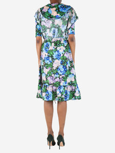 Balenciaga Multicolour gathered floral midi dress - size UK 8