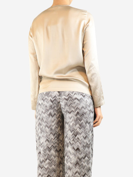 Neutral sparkly silk blouse - size S alternate image