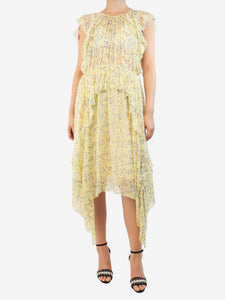 Ulla Johnson Yellow sleeveless floral ruffled midi dress - size UK 8