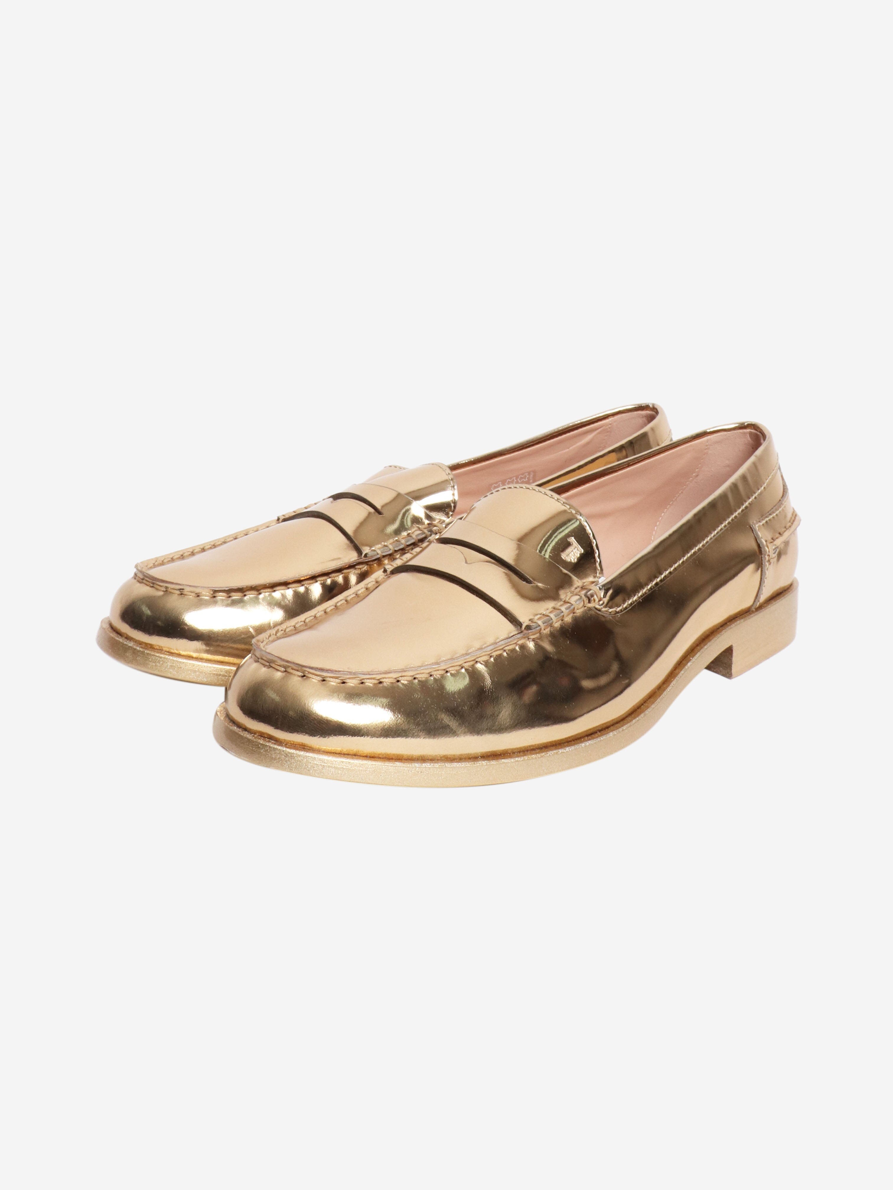 Gold patent loafers - size EU 41 Flat Shoes Tod's 
