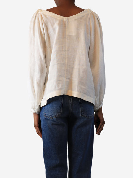 Cream linen flowy top - size UK 6 alternate image