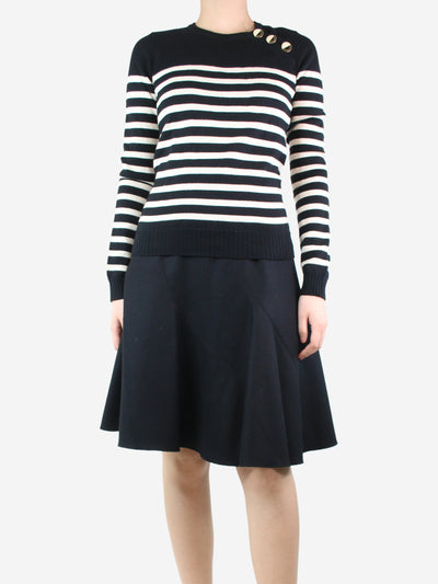 Black and cream striped jumper - size UK 8