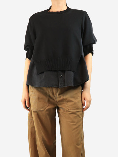 Black denim-knit top - size M Hats Sacai 