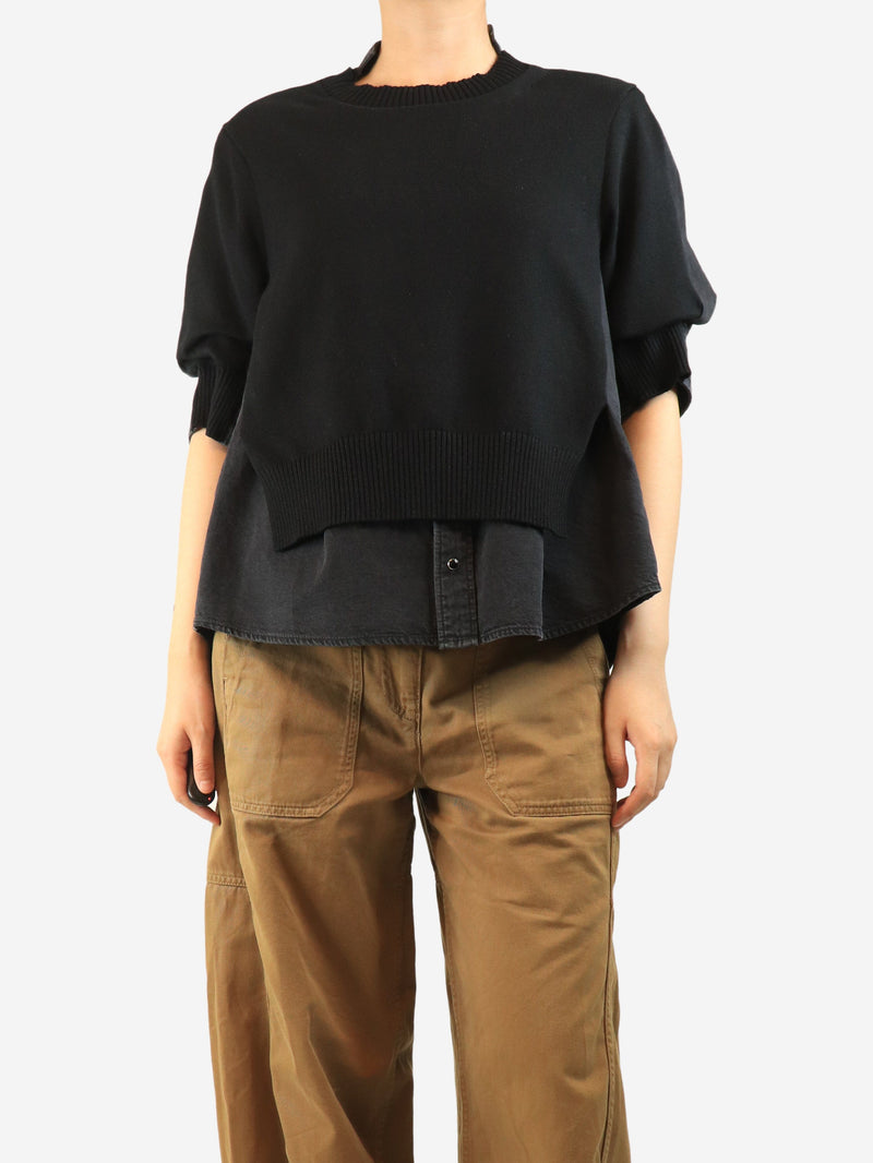 Black denim-knit top - size M Hats Sacai 