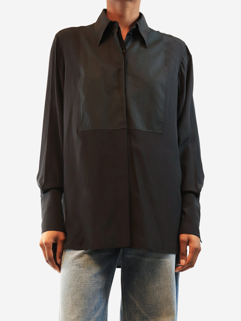 Black contrast-panel shirt - size UK 6