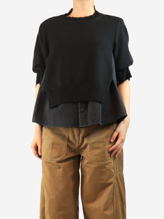 Black denim-knit top - size M Hats Sacai 