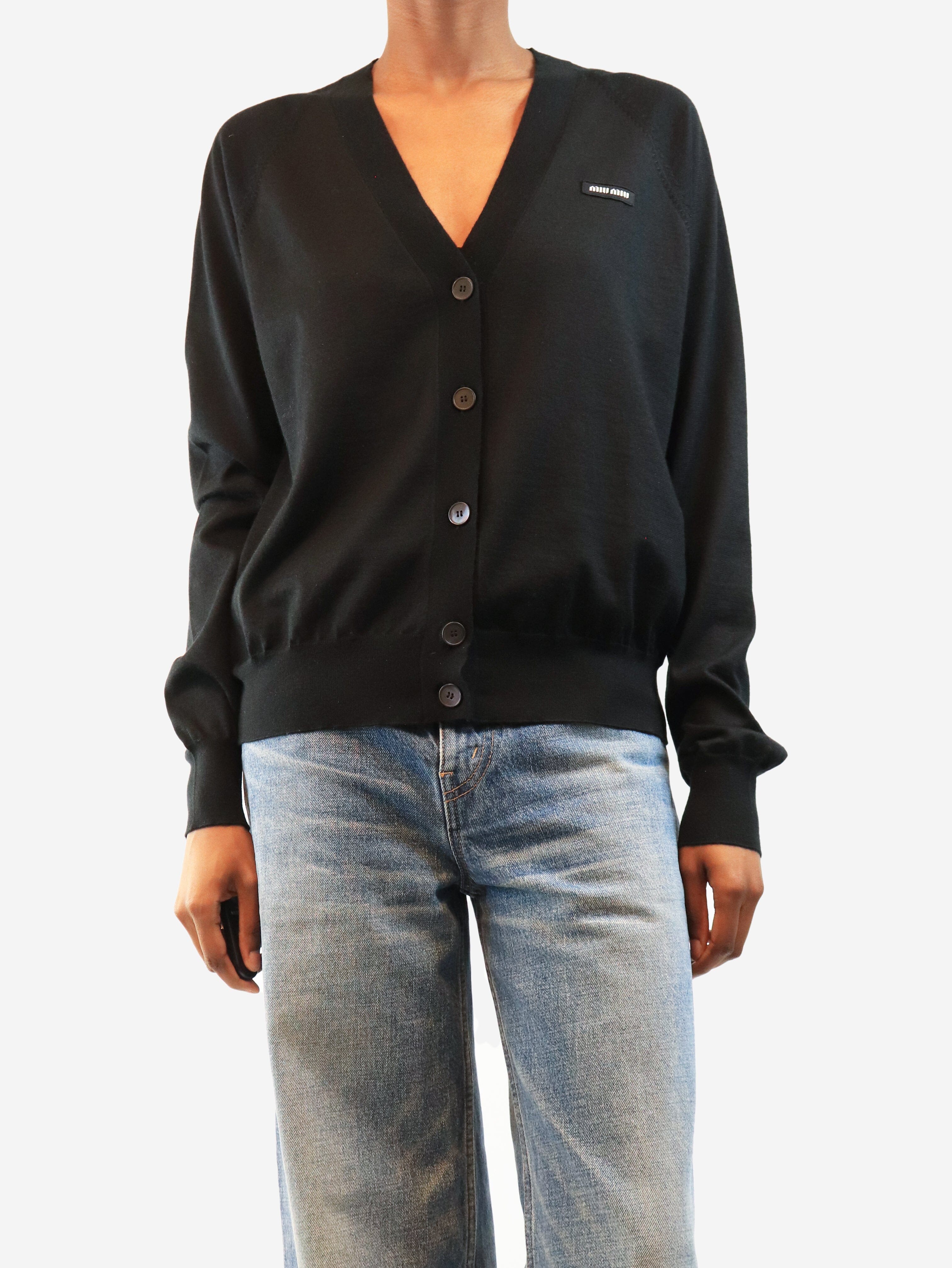 Black logo cardigan - size UK 4 Knitwear Miu Miu 
