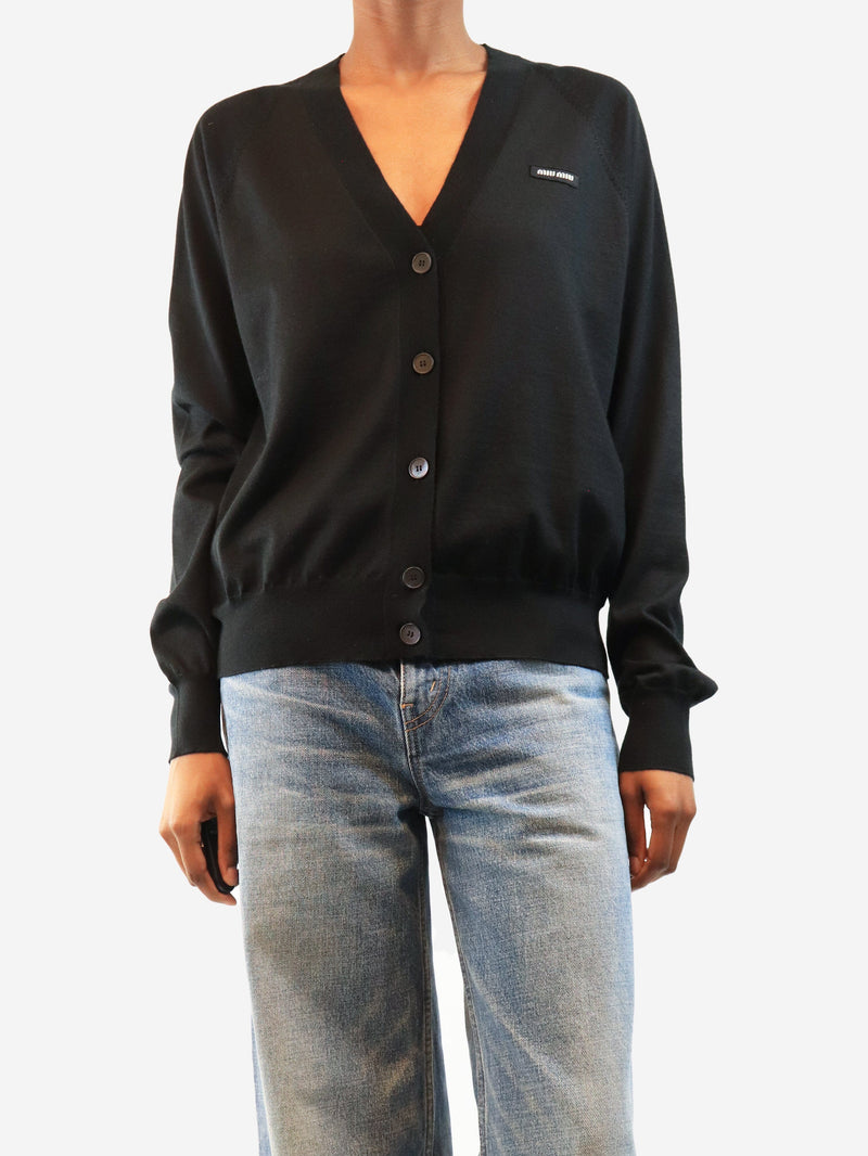 Black logo cardigan - size UK 4 Knitwear Miu Miu 