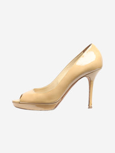 Jimmy Choo Cream patent peep-toe pumps - size EU 38