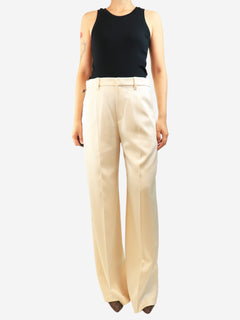 Cream satin trousers - size UK 10