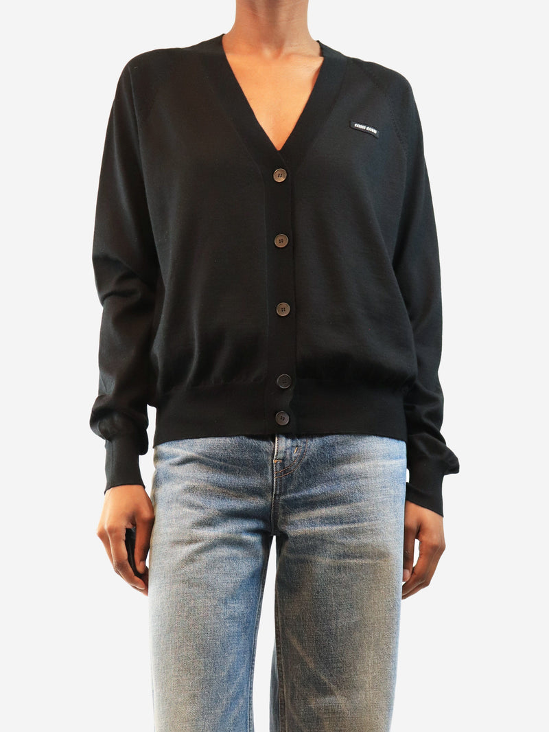Black logo cardigan - size UK 4 Knitwear Miu Miu 