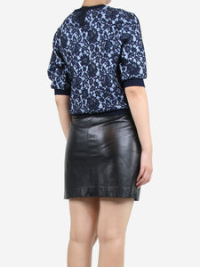 Adam Lippes Blue short-sleeved lace detail top - size S