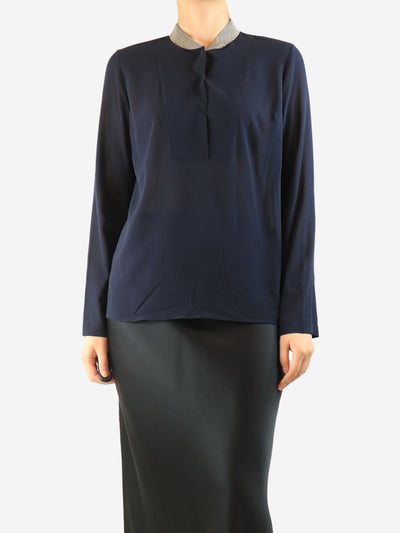 Navy silk blouse - size S Tops Brunello Cucinelli 