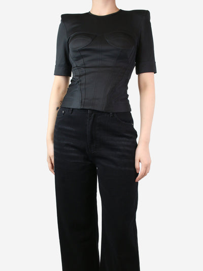 Black padded-shoulder corset top - size S Tops Balmain 