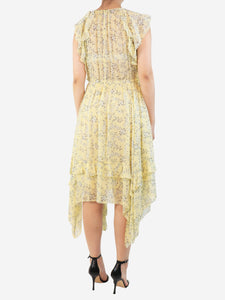 Ulla Johnson Yellow sleeveless floral ruffled midi dress - size UK 8