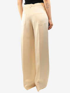 Cream satin trousers - size UK 10