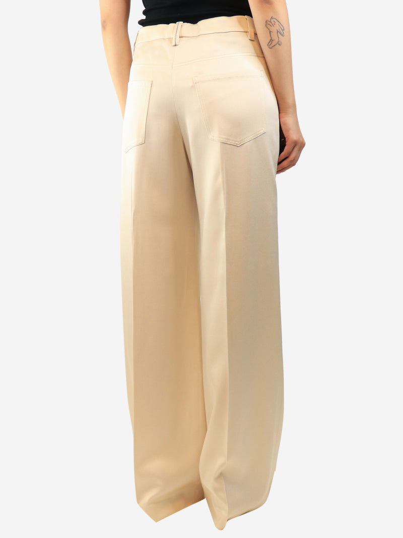 Cream satin trousers - size UK 10