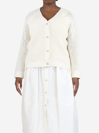 Cream Lima crochet cardigan - size L Knitwear Olistic 