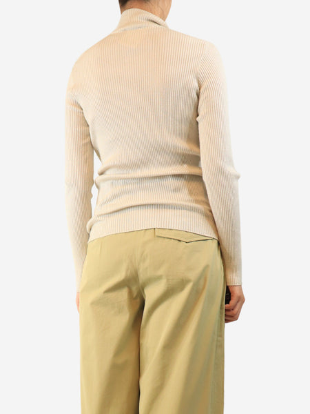 Cream glitter ribbed quarter zip jumper alternate image