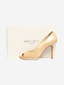 Jimmy Choo Cream patent peep-toe pumps - size EU 38